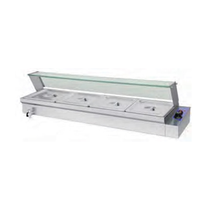 Kommerzielle elektrische Bain-Marie-Maschine aus Edelstahl mit Niesschutz aus gehärtetem Glas