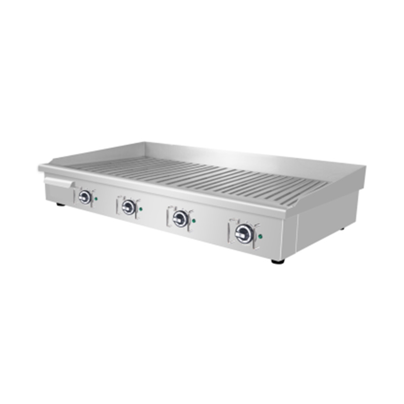 Elektrische Grillplatte aus Edelstahl mit Rillenplattenmuster für gewerbliche Küchenarbeitsplatten