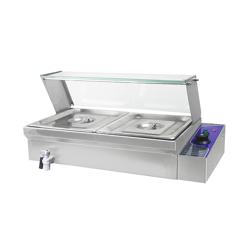 Kommerzielle elektrische Bain-Marie-Maschine aus Edelstahl mit Niesschutz aus gehärtetem Glas