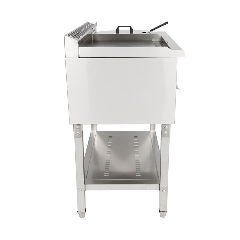 Stand-Grillplatte und Fritteuse aus Edelstahl mit flachem Plattenmuster, Erdgas/LPG