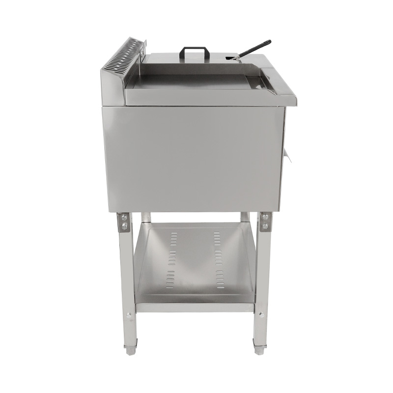 Stand-Grillplatte und Fritteuse aus Edelstahl mit flachem Plattenmuster, Erdgas/LPG