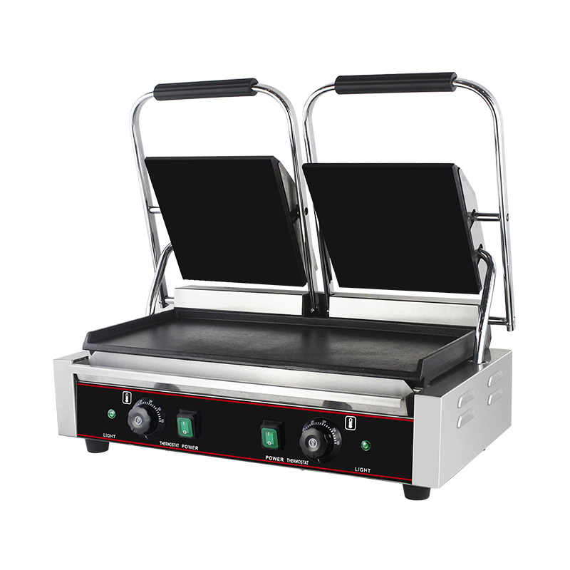 Kommerzielle elektrische Doppelplatten-Panini-Grill-Küchenmaschine aus Edelstahl