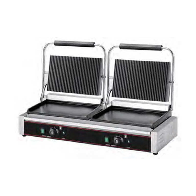Kommerzielle elektrische Doppelplatten-Panini-Grill-Küchenmaschine aus Edelstahl