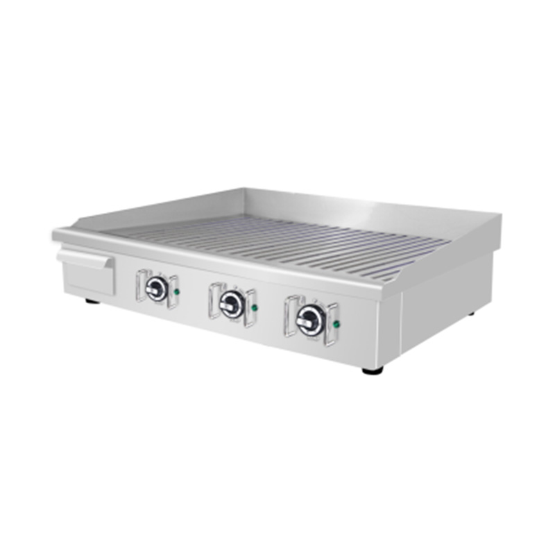 Elektrische Grillplatte aus Edelstahl mit Rillenplattenmuster für gewerbliche Küchenarbeitsplatten