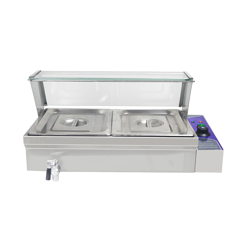 Kommerzielle elektrische Bain-Marie-Maschine aus Edelstahl mit Niesschutz aus gehärtetem Glas