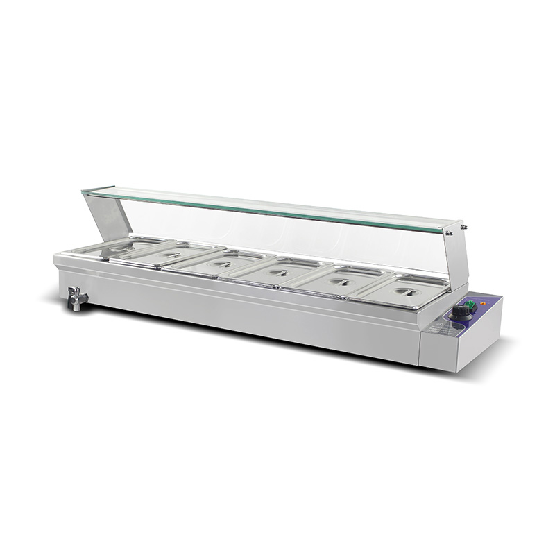 Kommerzielle elektrische Bain-Marie-Maschine aus Edelstahl mit Niesschutz aus gehärtetem Glas