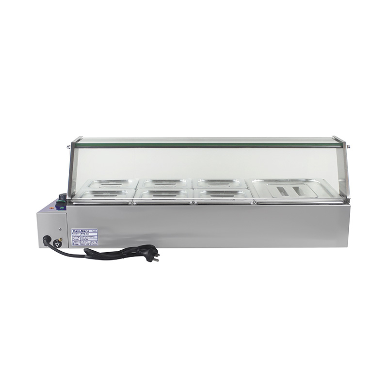 Kommerzielle elektrische Bain-Marie-Maschine aus Edelstahl mit Niesschutz aus gehärtetem Glas