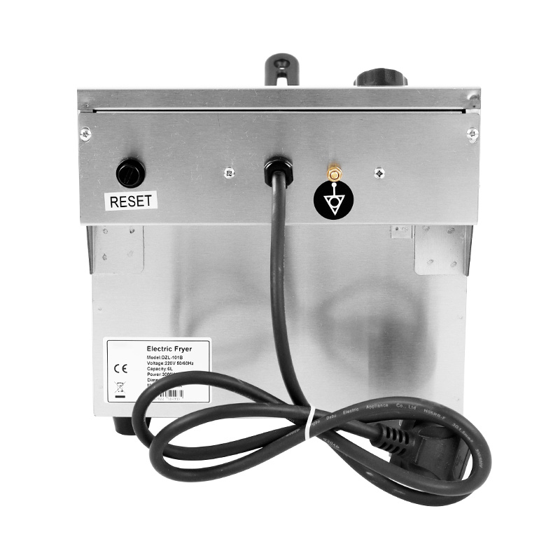 Elektrische, gewerbliche Arbeitsplatten-Fritteuse aus Edelstahl mit blauem Panel und Einzelkorb