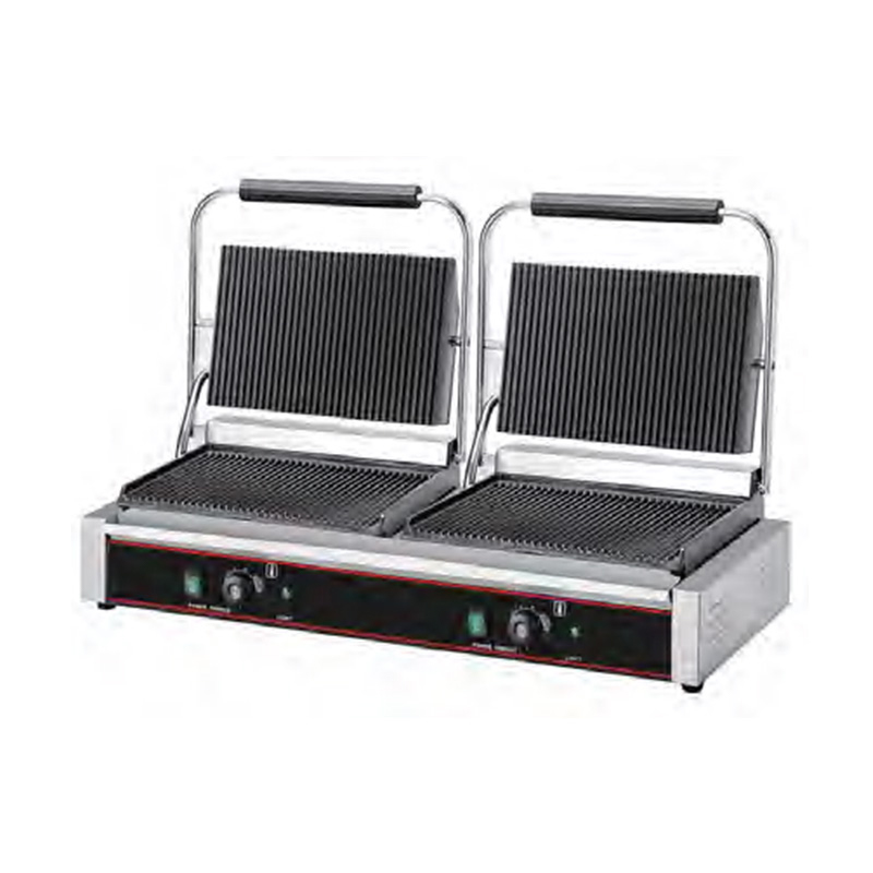 Kommerzielle elektrische Doppelplatten-Panini-Grill-Küchenmaschine aus Edelstahl