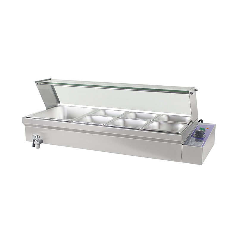 Kommerzielle elektrische Bain-Marie-Maschine aus Edelstahl mit Niesschutz aus gehärtetem Glas