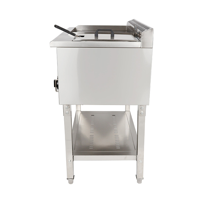 Stand-Grillplatte und Fritteuse aus Edelstahl mit flachem Plattenmuster, Erdgas/LPG