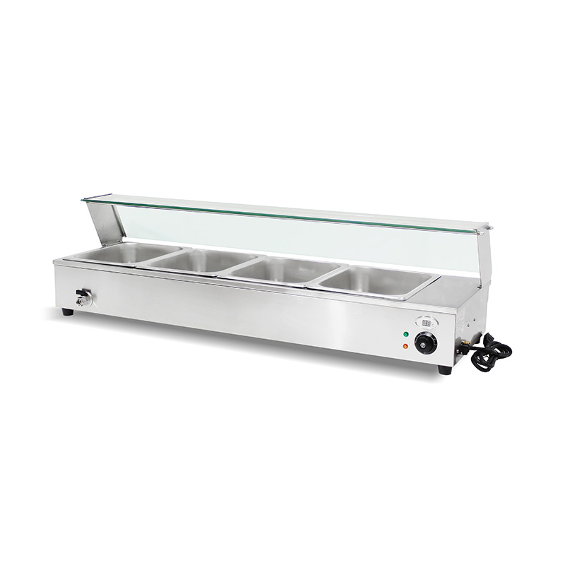 Kommerzielles, isoliertes Bain Marie aus Edelstahl mit Niesschutz aus gehärtetem Glas