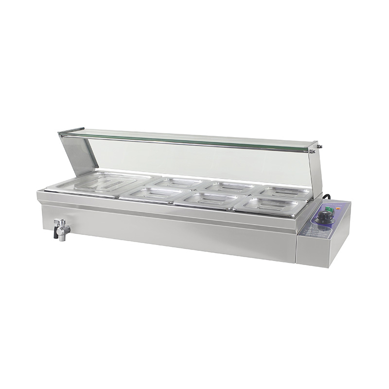 Kommerzielle elektrische Bain-Marie-Maschine aus Edelstahl mit Niesschutz aus gehärtetem Glas