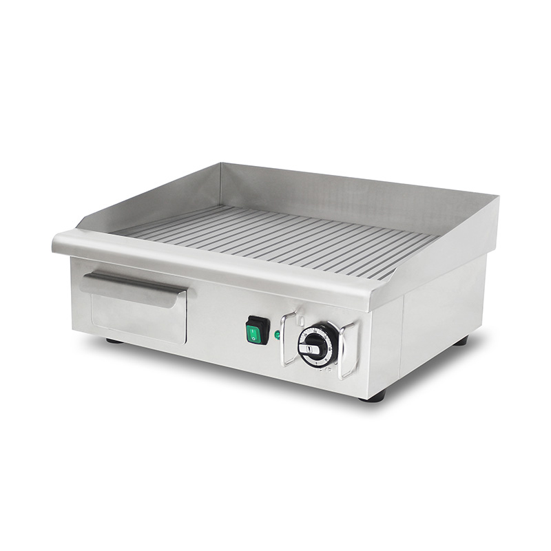 Elektrische Grillplatte aus Edelstahl mit Rillenplattenmuster für gewerbliche Küchenarbeitsplatten