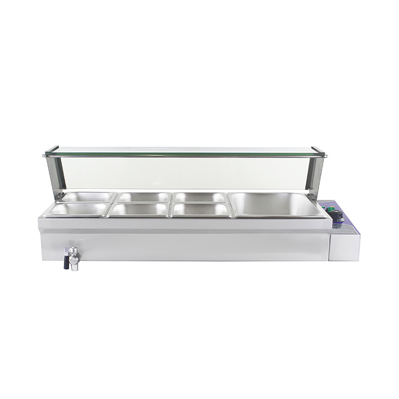 Kommerzielle elektrische Bain-Marie-Maschine aus Edelstahl mit Niesschutz aus gehärtetem Glas