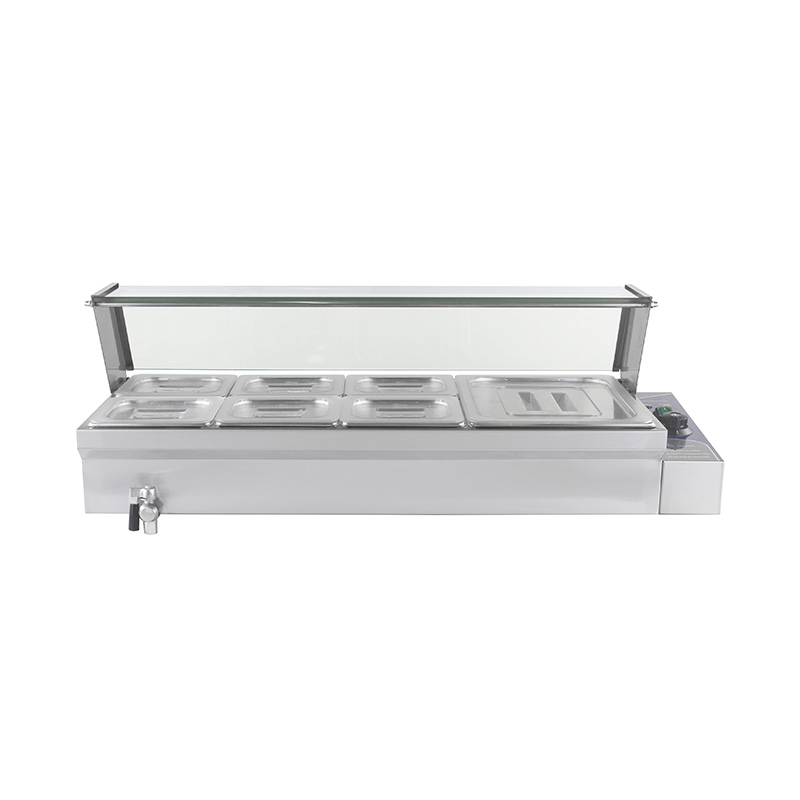 Kommerzielle elektrische Bain-Marie-Maschine aus Edelstahl mit Niesschutz aus gehärtetem Glas