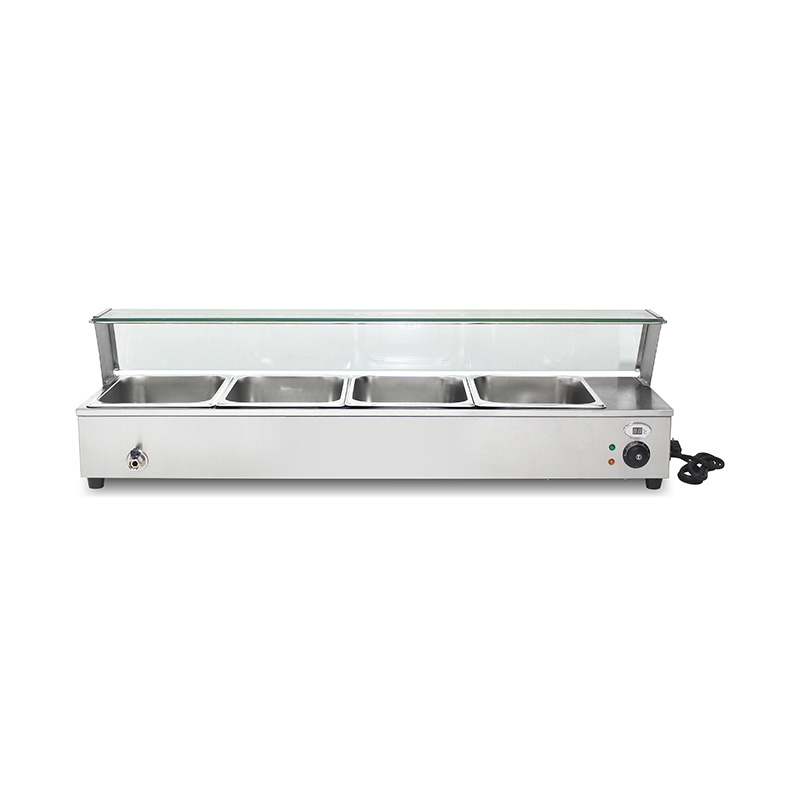 Kommerzielles, isoliertes Bain Marie aus Edelstahl mit Niesschutz aus gehärtetem Glas