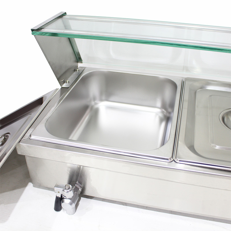 Kommerzielle elektrische Bain-Marie-Maschine aus Edelstahl mit Niesschutz aus gehärtetem Glas