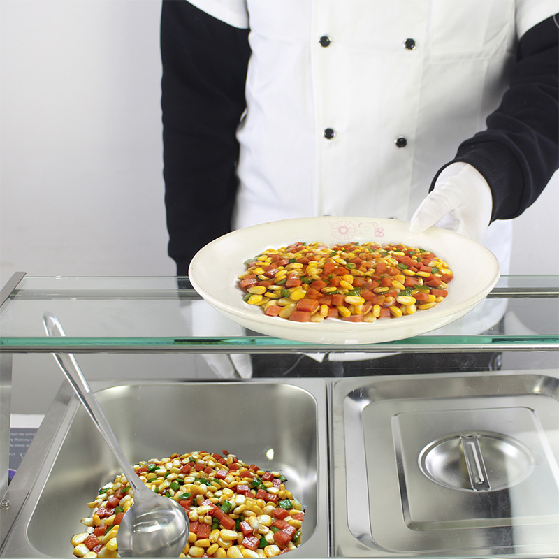 Kommerzielle elektrische Bain-Marie-Maschine aus Edelstahl mit Niesschutz aus gehärtetem Glas