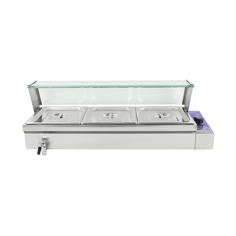 Kommerzielle elektrische Bain-Marie-Maschine aus Edelstahl mit Niesschutz aus gehärtetem Glas