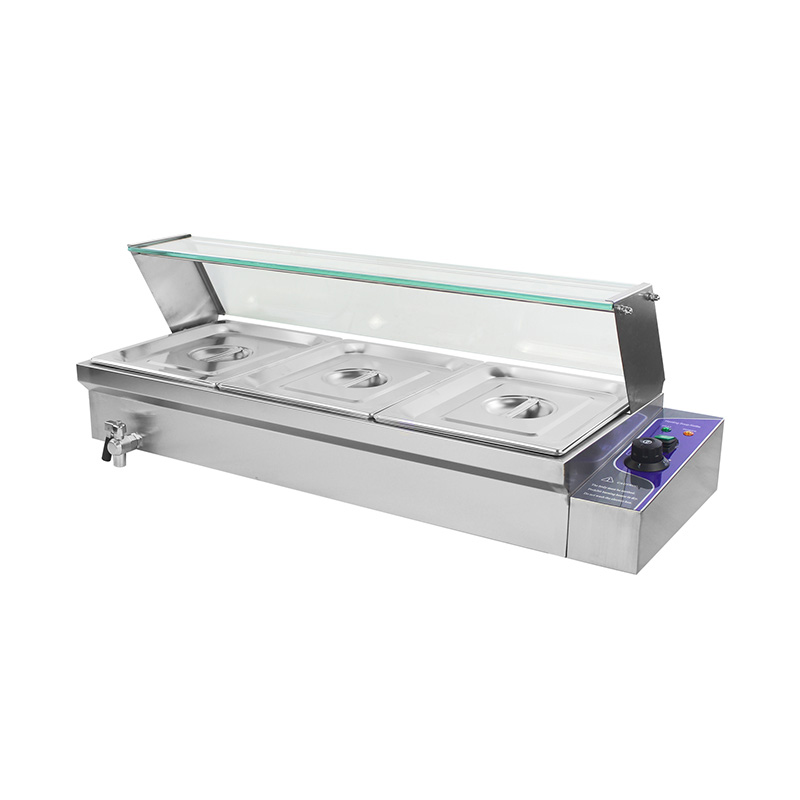 Kommerzielle elektrische Bain-Marie-Maschine aus Edelstahl mit Niesschutz aus gehärtetem Glas