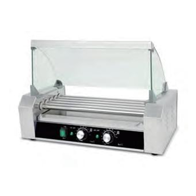 Elektrische Hotdog-Grillmaschine aus Edelstahl mit Glasabdeckung